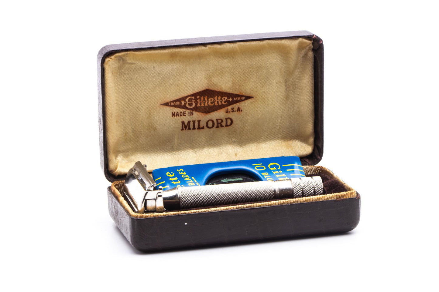 1940's Gillette TTO Milord Safety Razor Set w/ Case & Blades | Original Condition