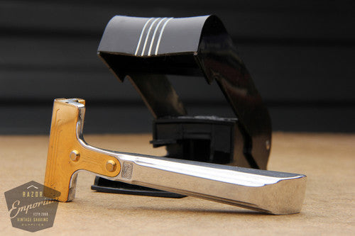 Schick 1930's Gold Injector w/ Aluminum Handle & Black Bakelite Case