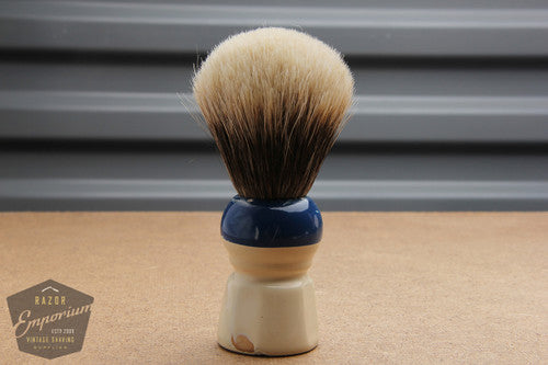 Vintage Re-Knotted Blue & Cream Handle Shaving Brush - 24mm Finest Badger