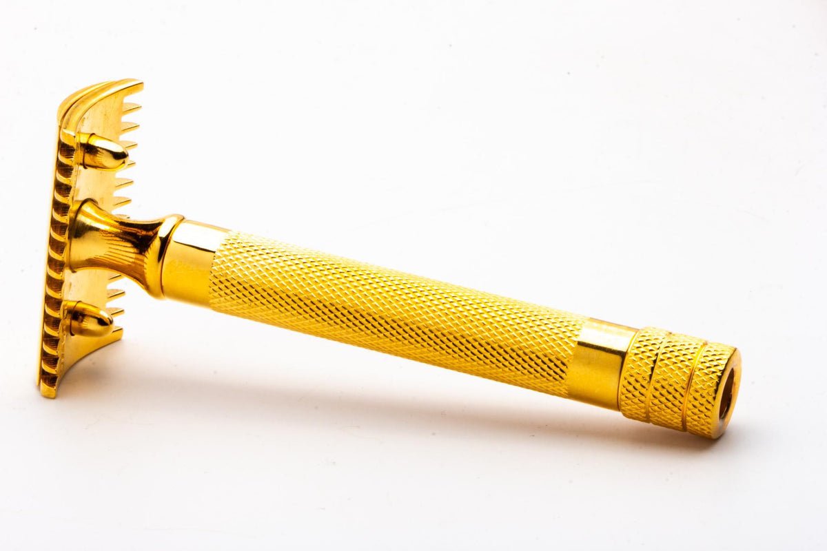 1920 Gillette Big Fellow Double Edge Safety Razor Set | 24K Gold Revamp