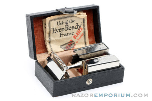 1930's Ever-Ready American Safety Razor Co. 1912 Style Single Edge Safety Razor in Black Leather Box