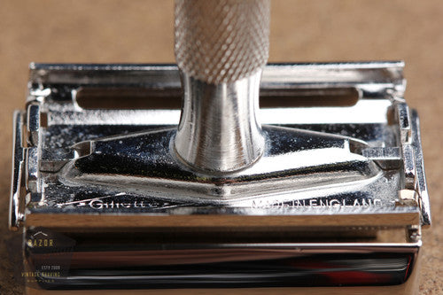 Gillette 1950's British Heavy Duty Rocket Safety Razor - Made in England * RHODIUM REVAMPED