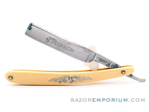 4/8" B&T Co. Pequot Brand "Potomac" Straight Razor w/ Original Scales | New Haven