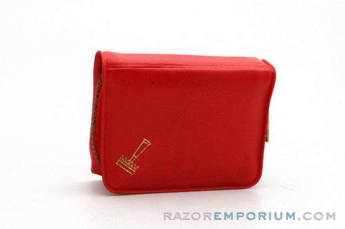 1968 Gillette N3 Travel Tech Safety Razor Red Leather Case