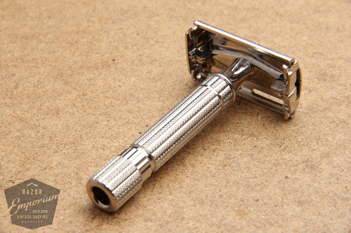 Gillette 1946 President DE Safety Razor Non-Notched - Original Rhodium Finish