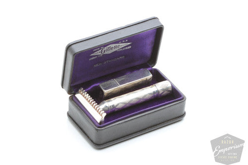Gillette 1922 Silver New Standard Razor in Original Leather Case