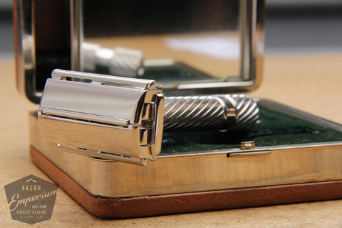 Gillette 1948 Executive DE Safety Razor w/ Ostrich Leather Case