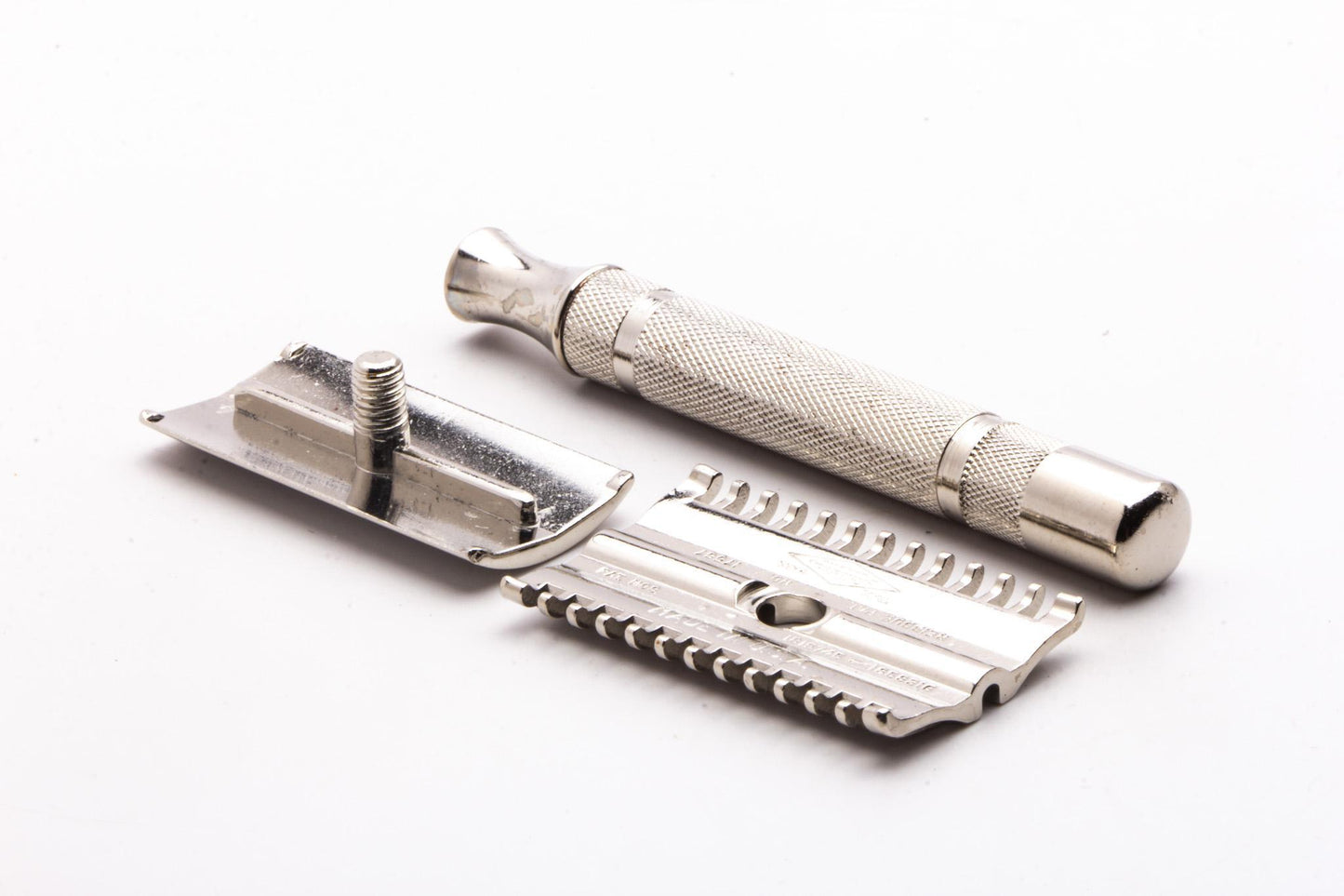 1930's Gillette NEW Short Comb Thin Common Bar Three Piece Double Edge Safety Razor | Factory Nickel Revamp