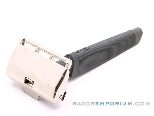 1970's Gem Single Edge Push Top Razor w/ Grey Handle
