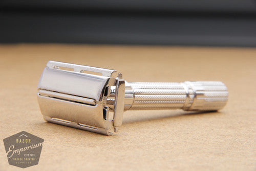 Gillette 1960 Fatboy Adjustable TTO Safety Razor F4 * Rhodium REVAMPED