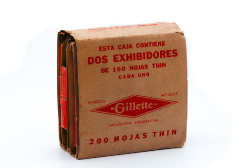 New Old Stock - 100 Gillette Thin Delgada - Made in Argentina - Double Edge Razor Blades