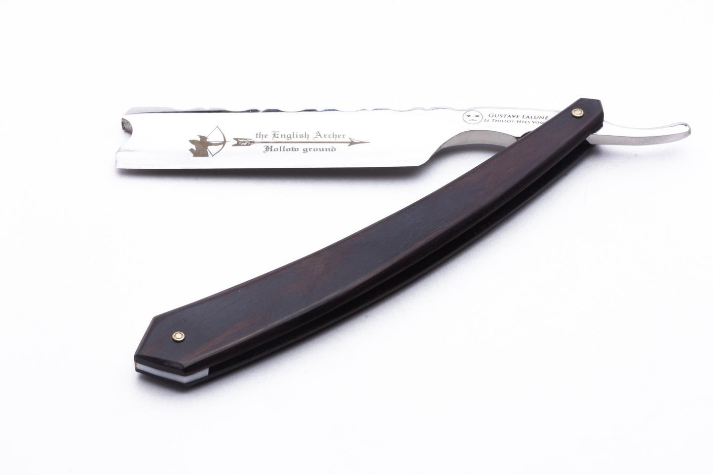 6/8" Gustave Lalune Straight Razor "English Archer" Blackwood Scales