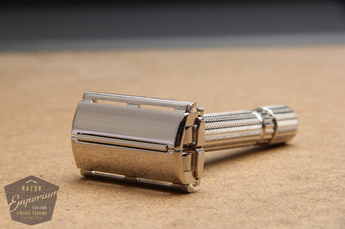 Gillette 1946 President DE Safety Razor Non-Notched - Original Rhodium Finish