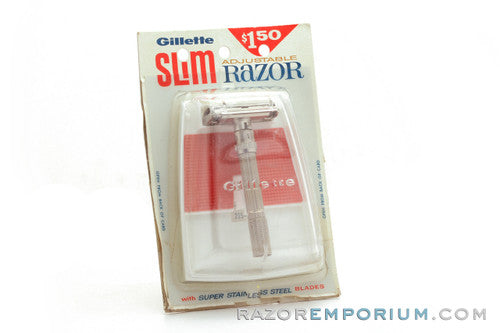 1965 Gillette Slim Adjustable Safety Razor Set