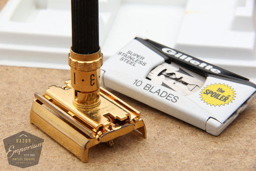 Gillette 1970 Gold Super Adjustable / Super 109 Safety Razor - Long Handle