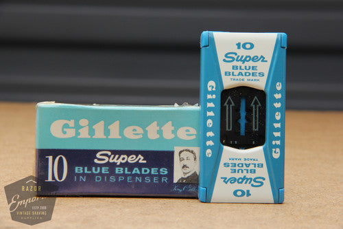 Gillette Blue Double Edge (10) - New Old Stock (NOS) Razor Blades in Dispenser