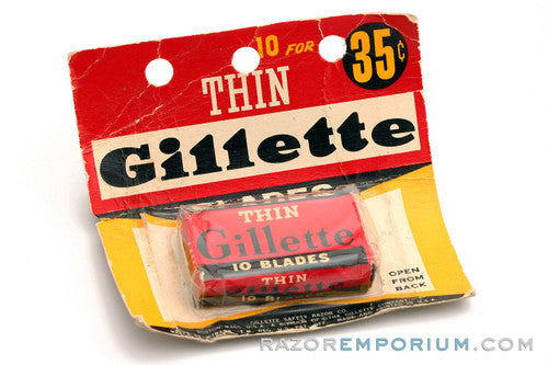 1950's Gillette Thin Double Edge (10) - New Old Stock (NOS) Razor Blades