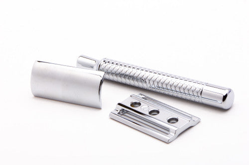 Dovo Primo Flat Bar Double Edge Safety Razor with Diamond Knurling Handle
