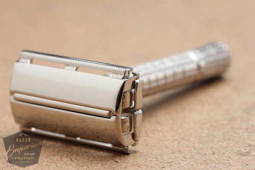 Gillette 1959 Medium Flair Tip Super Speed Safety Razor E4 * Revamped - Nickel