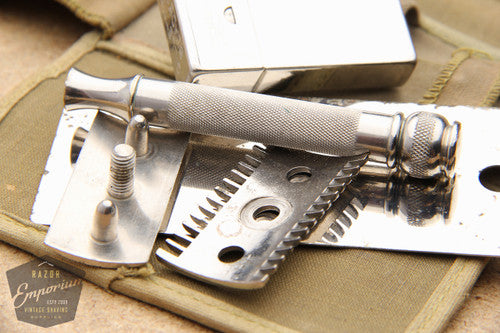 Gillette 1919 Khaki Service Set Ball End Old Type in Snap Case