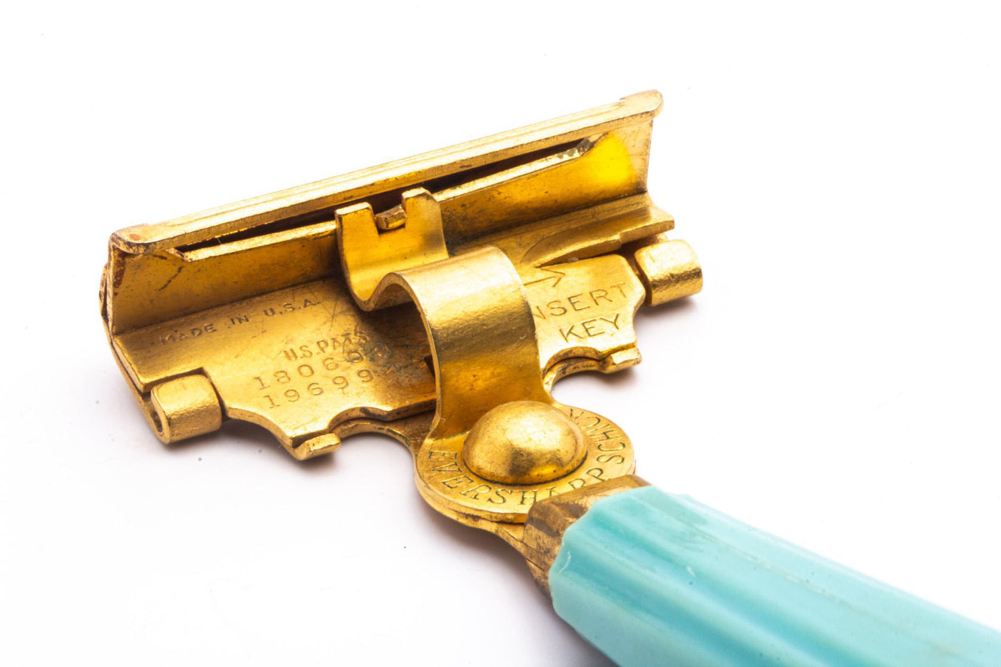 1940s Schick Gold Injector with Teal Bakelite Handle | Original Condition