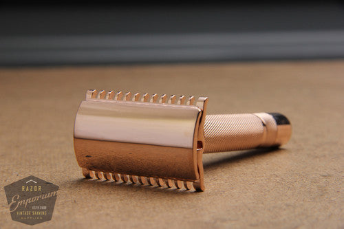 Gillette 1930's NEW DE 3 Piece Safety Razor * Rose Gold REVAMPED