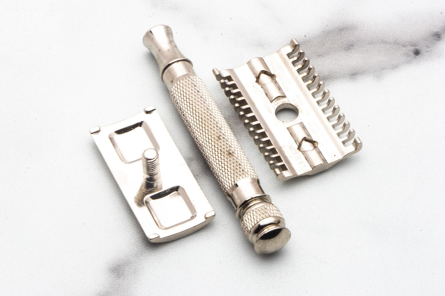 1930's Gillette Goodwill Long Comb Ball End Replica Handle Double Edge Safety Razor | Factory Nickel Revamp