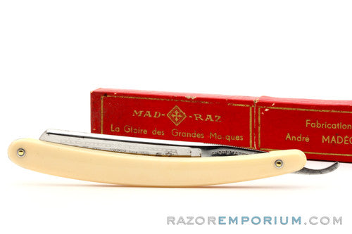 5/8" Andre Madeore "Mad Raz" Round Tip Straight Razor w/ Case | France