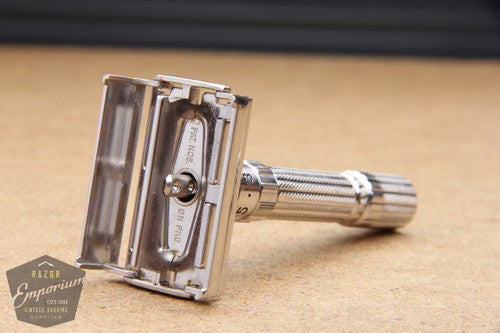 Gillette 1960 Fatboy Adjustable TTO Safety Razor F4 * Rhodium REVAMPED