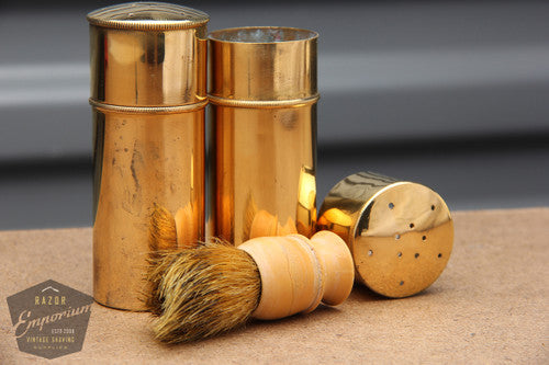 Gillette 1920s Vintage DE Traveler Set in Black Leather- Gold- RARE