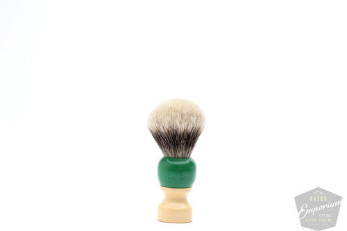 Restored Vintage Silver Tip Badger Green Rubber Brush