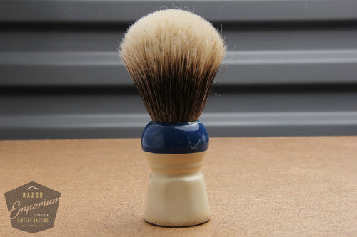 Vintage Re-Knotted Blue & Cream Handle Shaving Brush - 24mm Finest Badger