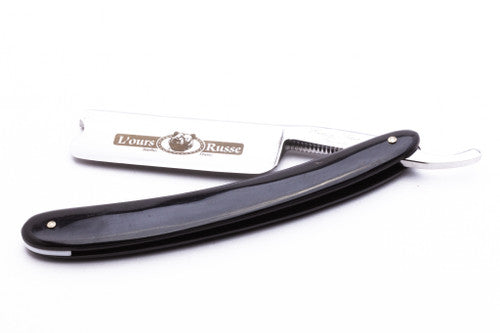 7/8" Ertan "Russian Bear" Carbon Straight Razor | Horn Scales