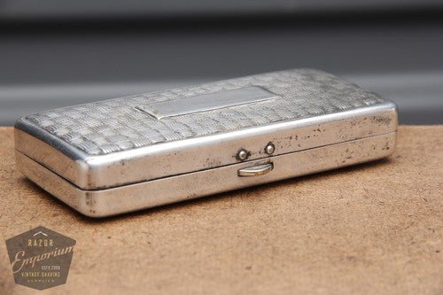 Gillette 1911 Silver ABC Pocket Edition- Basket Weave - Old Type Open Comb DE Razor Set