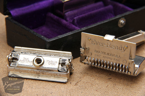 Ever Ready 1912 Style Single Edge Safety Razor in black leather box