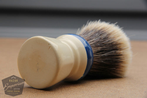 Vintage Re-Knotted Blue & Cream Handle Shaving Brush - 24mm Finest Badger