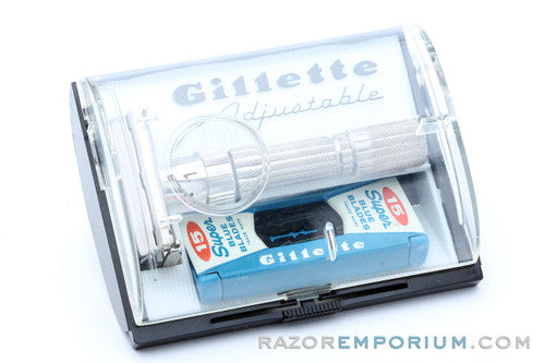 1959 Gillette Fatboy Adjustable DE TTO Razor Set
