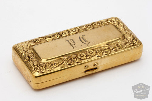1917 Gillette Floral Pocket Edition Old Type Open Comb DE Razor Set