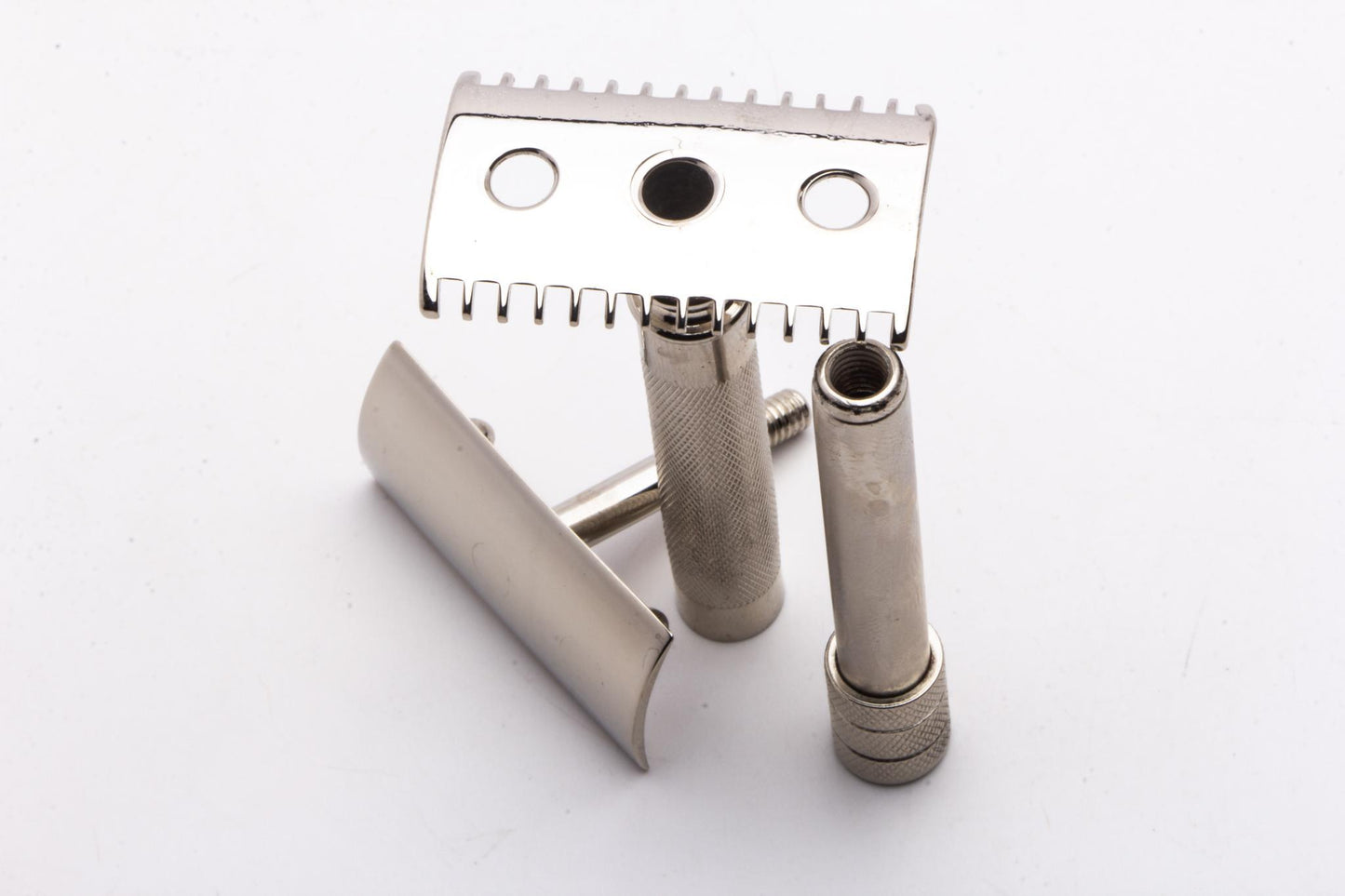 1907 Gillette Double Ring Old Type Safety Razor Set | Factory Nickel Revamp
