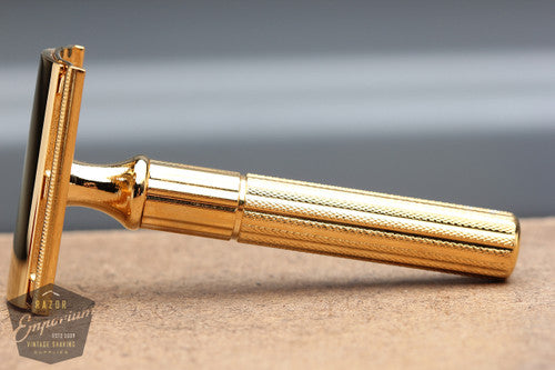 Gillette 1940's Fat-Handle Tech 3 Piece Double Edge Safety Razor * REVAMPED 24K Gold