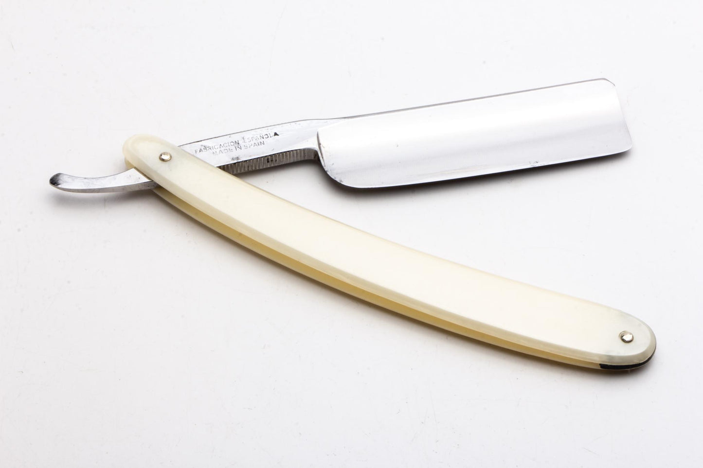 7/8" Filarmonica "Doble Temple" #14 Cream/Blue Straight Razor w/ Coffin | Spain