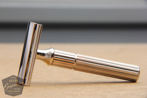 Gillette 1940's Fat Handle Tech 3-Piece Safety Razor * Nickel REVAMPED