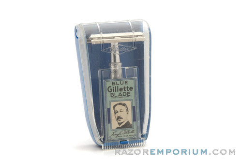1966 Gillette Aluminum Spiral Handle Tech Safety Razor Set L1 - Made in Germany