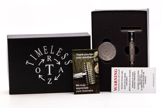Timeless Razor | Stainless Steel SLIM Set .5mm Smooth Cap & Stand