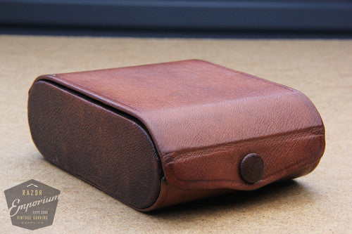 Gillette 1917 Single Ring Vintage DE Travel Set in Brown Leather RARE