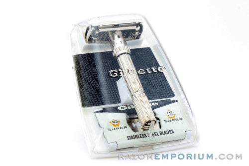 1960's Gillette Slim Adjustable DE Safety Razor w/ Black Case