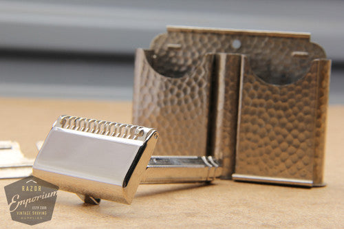 Ever-Ready 1912 Style Single Edge Safety Razor in Metal Wall Hanger
