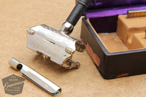 Kampfe Bros. 1900's Star New 7 Day Model SE Safety Razor in Black Leather Case