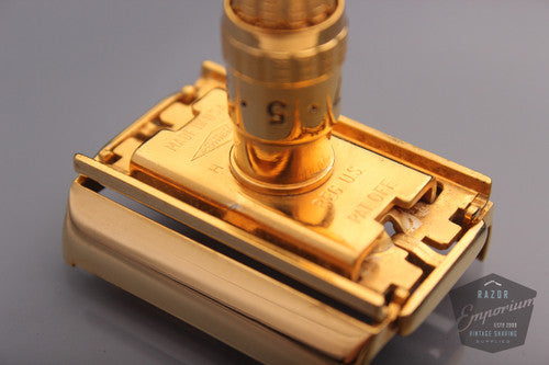 Gillette 1962 Slim Adjustable Safety Razor H2 * 24K Gold REVAMPED