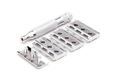 Rockwell 6C White Chrome Adjustable Double Edge Safety Razor